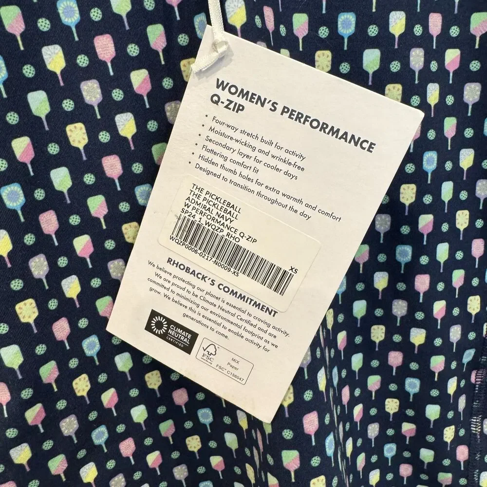 NWT Rhoback Women’s Pickleball Paddle Print Quarter Zip Pullover Top XS - Picture 5 of 6